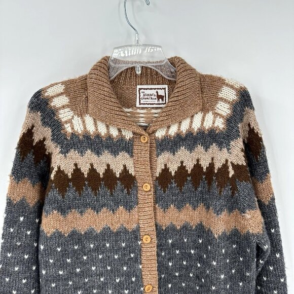 THE ALPACA CONNECTION cardigan sweater fair isle soft knit fisherman peru XL - Picture 2 of 6